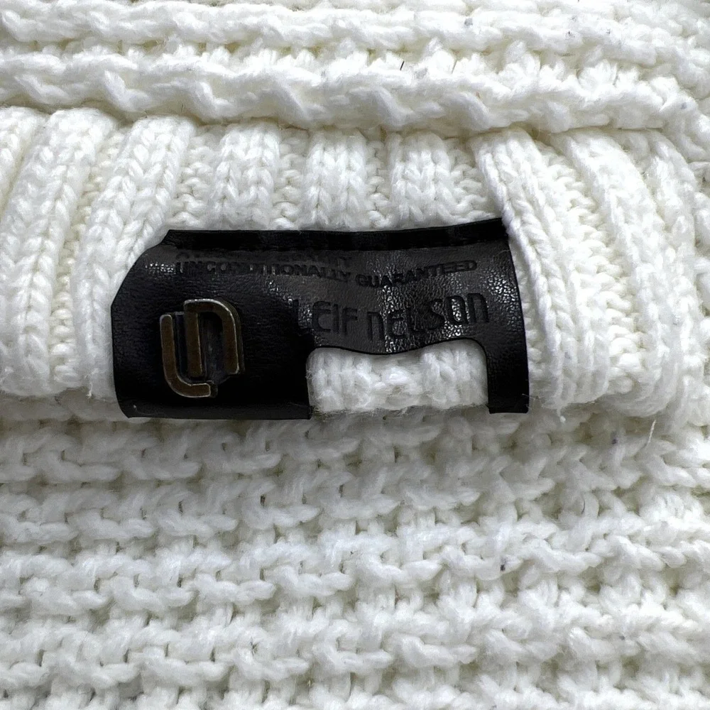 Leif Nelson White Cable Knit Mens Preppy Grandpa Cardigan Fisherman Size Large - Picture 11 of 16